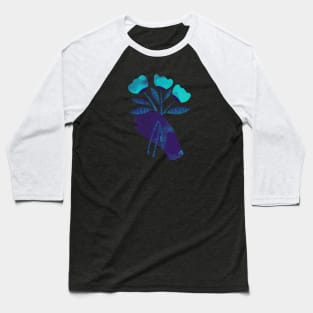 Dark purple blue hand with turquoise flowers for you on black Baseball T-Shirt